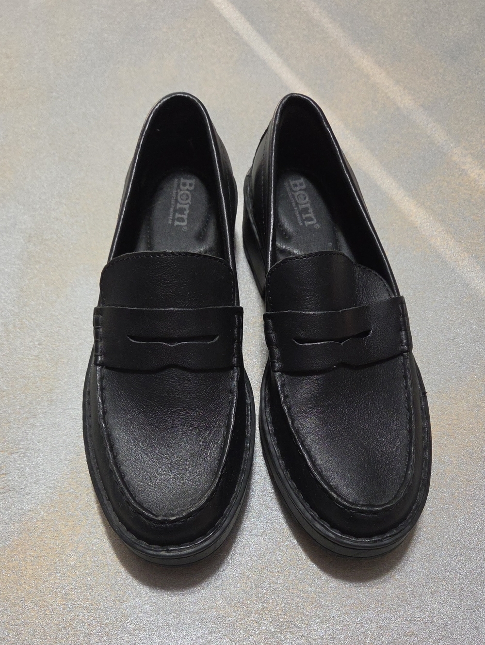 Born Black Leather Slip-On Penny Loafers NWOTS